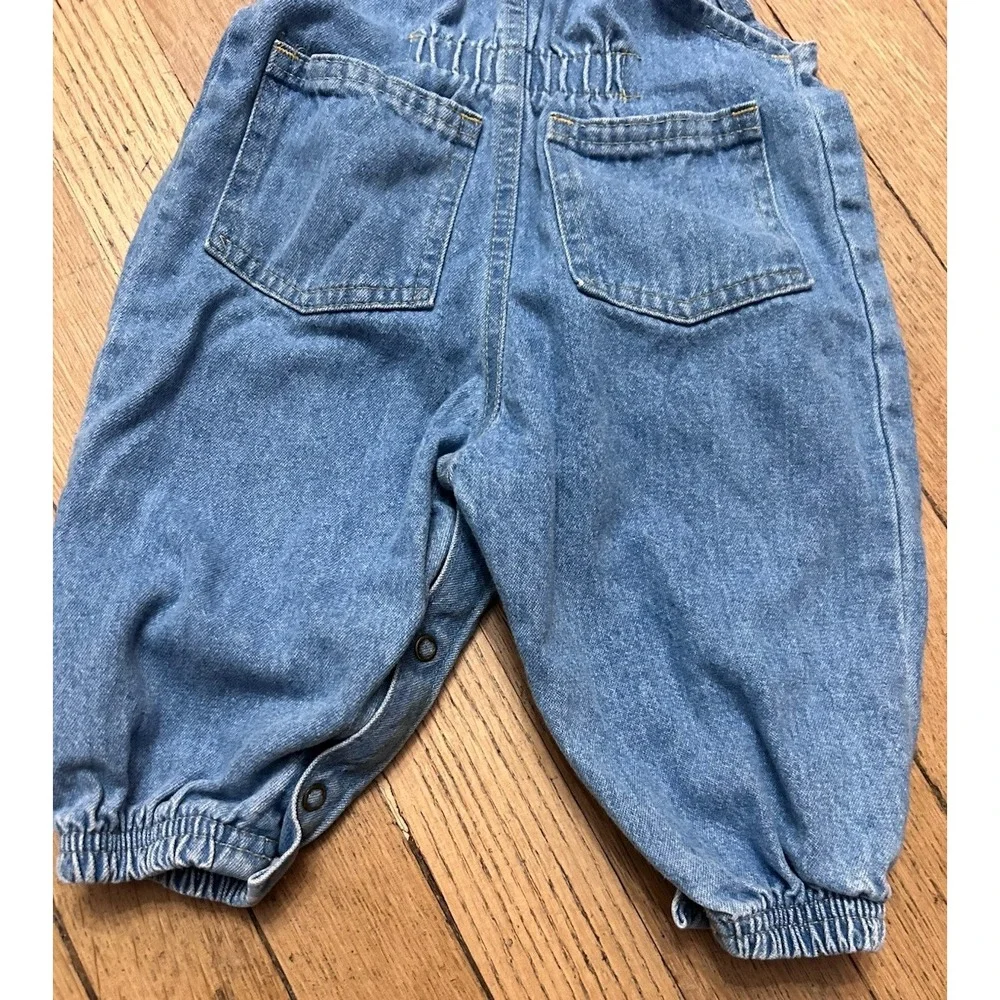 Vintage Denim Oshkosh Bubble Romper Overalls Baby BGosh Pleated 6-9 Month